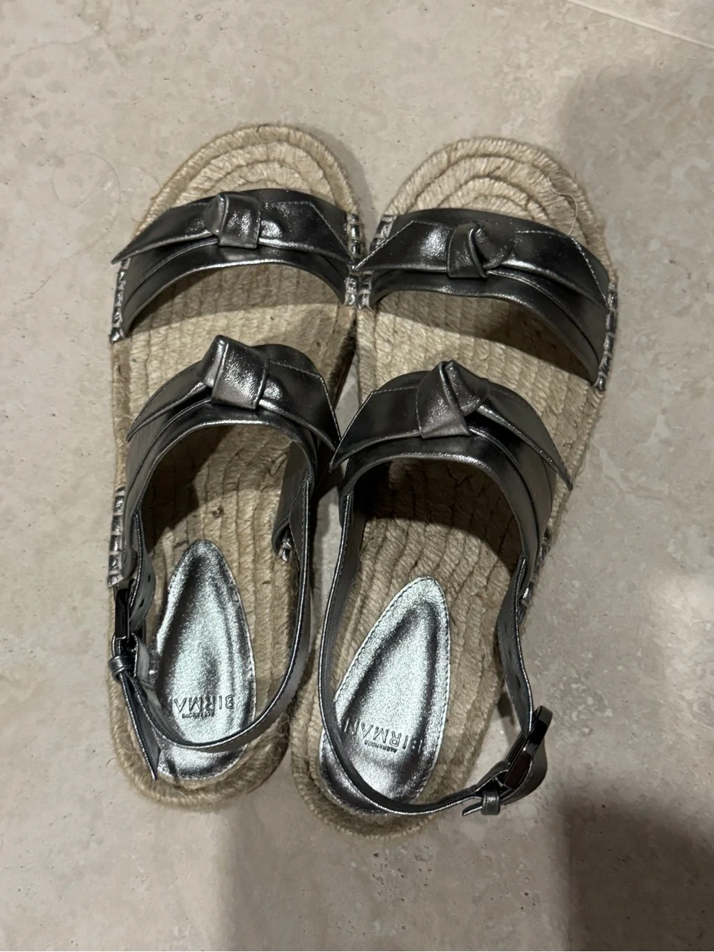 Alexandre Birman Metallic Silver Espadrille Sandals